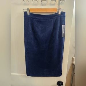 Lulus blue faux seyde pencil skirt
